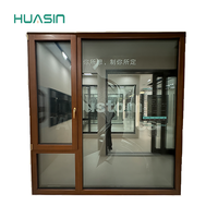 Fenêtres en aluminium recouvertes de bois Huasin NFRC haut de gamme, à rupture de pont thermique et isolation acoustique, pour projets résidentiels modernes de luxe