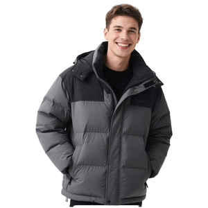Hot Sale Custom Logo Design Men's Winter Bubble Down Coats <b>Plain</b> Zip Up Lightweight Sports High Quality Shiny Puffer Jacket - Product Image 2