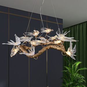 <span class=keywords><strong>Rondine</strong></span> rame ramo soggiorno lampadario Hotel Villa sala da pranzo camera da letto arte uccello vetro lampadario luce - Product Image 2
