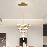 Luminaire suspendu moderne en forme de champignon carré et lustre en spirale avec télécommande, culot E12, LED à intensité variable