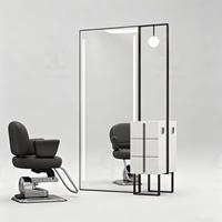 Nouvelle promotion Yicheng Beauty : Meuble de salon de coiffure et de beauté avec miroir LED de luxe et éclairage LED intégré, poste de barbier