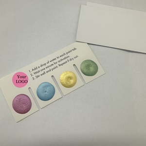 Tarjeta de pintura de colores metálicos Paleta de alimentos metálica activada por agua Mini paleta de pintura de alimentos Tarjeta de artes comestibles - Product Image 2