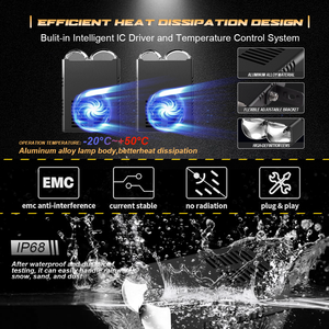 Nuevo Faro Auxiliar Bi-LED T2 para Motocicleta y <span class=keywords><strong>Coche</strong></span>, Resistente al Agua IP68, 80W, 8000 Lúmenes, 3000K, Lente de Proyección Antiniebla - Product Image 5