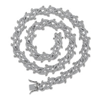 Bijoux en laiton et zircone sertis de pierres pour hommes, accessoire tendance, chaîne de collier tressée de style hip-hop européen américain