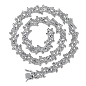 Gioielli in Ottone e Zirconia con Effetto Ghiaccio per <span class=keywords><strong>Uomo</strong></span>, Accessorio Trendy, Collana con Catena Intrecciata Stile Hip Hop Europeo e Americano - Product Image 1