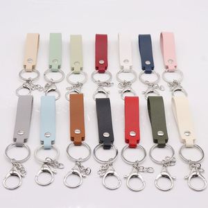 Vente en gros, personnalisable : Porte-clés plat en cuir PU avec dragonne, pour sac et portefeuille - Product Image 2