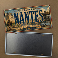 Letrero Metálico Vintage de Nantes, Francia, Estilo Rústico Retro, Decoración de Pared para Cafetería, Garaje, Tienda de Viajes