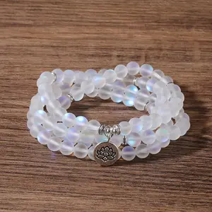 حبات مالا Aqua Aura قلادة شفاء/سوار حورية البحر الخرز الزجاجي التأمل الروحي صلاة مالا للنساء - Product Image 1