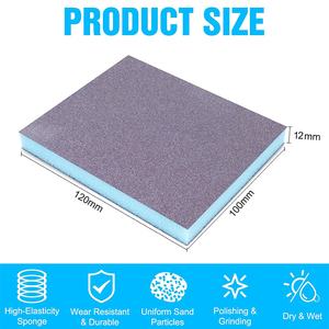 Groothandel 120Mm Vierkant Dubbelzijdig Spons Schuurpapier 12Mm Voor Houtbewerking Meubelen Metaal Roest Verwijdering Polijsten Slijpen Zand - Product Image 2