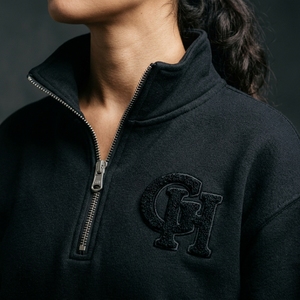 Custom High Quality Women's Fleece Half Zip Pullover <b>Sweatshirt</b> Grey Vintage Long Sleeve Hoodie <b>Embroidery</b> Casual Athletic Top - Product Image 2