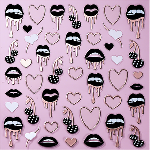 Pegatinas para Uñas con Diseño de Labios Negros y Corazón Y2K, Adhesivos Metálicos con Diseño de Cerezas y Amor para <span class=keywords><strong>San</strong></span> Valentín, Decoración de Uñas Autoadhesiva para <span class=keywords><strong>Manicura</strong></span> DIY - Product Image 6