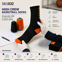 Chaussettes de sport montantes OEM pour le basketball, idéales pour les programmes de terrain et les fournisseurs d'équipes, avec emballage personnalisé