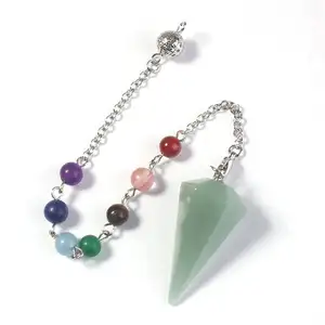 Crystal Pendulums Divination Dowsing Natural Amethyst Healing Crystal Pendants Witchcraft Wiccan Accessories 7 Chakra Pendulums