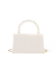 Bell Luxury High Quality Square Satin Evening <b>Clutch</b> Bag Pearl Pleated Design for Women's Elegant <b>Wedding</b> Fashion Handbag - Product Image 4