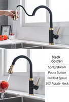 Robinet de cuisine en acier inoxydable noir à rotation 360° avec douchette extractible pour eau chaude et froide – États-Unis d'Amérique