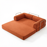 Sofá Cama Modular de Dos Plazas Convertible, Cuadrado, Espuma de Alta Densidad 60D, Moderno, 4 Opciones de Tamaño, para Sala de Estar, Apartamento, Hotel