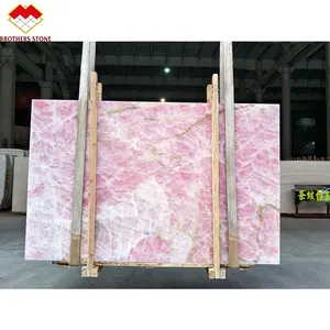 Chinese Factory Backlit Pink Onyx Marble Wall Panel Translucent Crystal Pink Marble Onyx Slab Agate Stone Wholesale