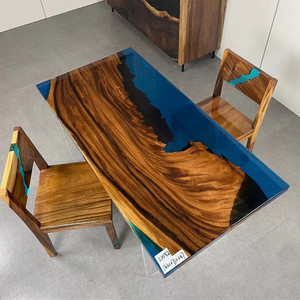 Muebles <span class=keywords><strong>de</strong></span> Exterior Modernos al por Mayor, Mesa <span class=keywords><strong>de</strong></span> Comedor <span class=keywords><strong>de</strong></span> Madera para Restaurante, Personalizada <span class=keywords><strong>con</strong></span> <span class=keywords><strong>Resina</strong></span> Epoxi - Product Image 6