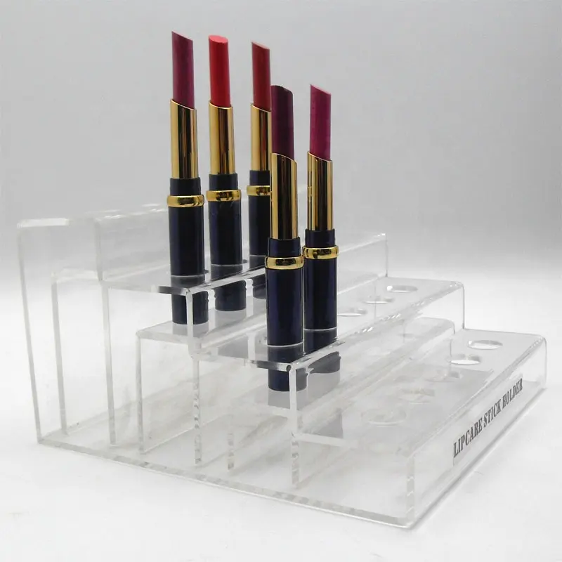 Customized Cosmetic Counter Standing Recyclable High Transparent Acrylic Lipstick Display Holder
