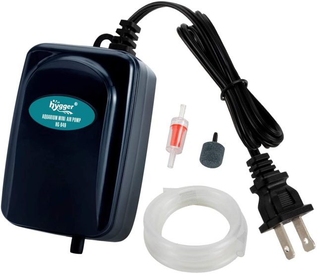 Hygger Energy Saving Quiet Mini Aquarium Air Pump with Accessories, Oxygen Pump for 1-20 Gallon Fish Tank