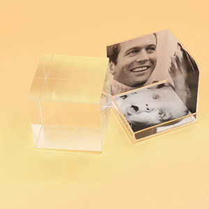 Customized 3.5x3.5 Clear <strong>Lucite</strong> Desktop Cube Perspex Acrylic Box <strong>Frame</strong> for 6 Photos - Product Image 3