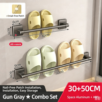Support de rangement mural sans perçage pour salle de bain, séchoir à chaussons, organisateur de chaussures domestique pour salle de bain