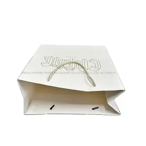 Wowbo高品质环保优雅个人纸板印刷白色纸袋，具有独特的标志标识