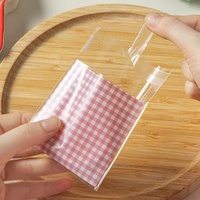 Sacs en OPP à carreaux gingham autocollants transparents, sacs en cellophane pour biscuits, sacs en plastique pour friandises, emballages pour biscuits, bonbons, collations, cadeaux