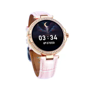 Orologio di lusso per le donne rotondo Touch Screen Smart Digital Fitness Watch braccialetto