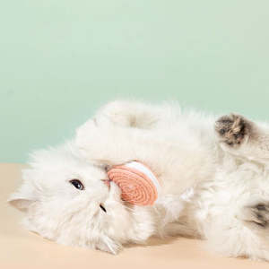 Jouet interactif pour chat, écologique et moderne, en forme de dessin animé, avec boule en sisal et plumes, et jouet à mâcher - Product Image 2