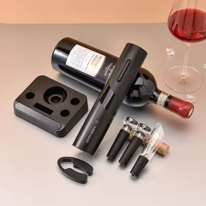 ชุดของขวัญที่เปิดขวดไวน์ไฟฟ้า,ที่เปิดจุกขวดไวน์พร้อมฐานและเครื่องตัดฟอยล์จุกปิดสุญญากาศใช้แบตเตอรี่