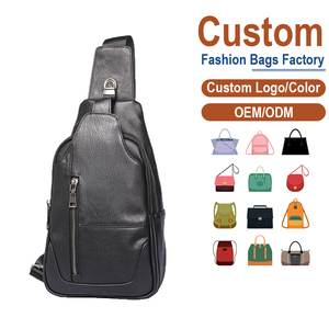 Bolso de pecho de cuero genuino negro para hombre con bolsillo de acceso rápido |   Fabricación Personalizada OEM/ODM para Marcas Urbanas y de Viajes - Product Image 1