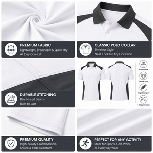 Camisetas Polo Deportivas de Alta Calidad, Secado Rápido, Corte Ajustado, 80% Poliéster, 20% Elastano, Blancas, con Logotipo Personalizado - Product Image 2