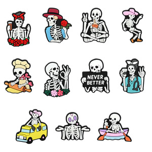 Accesorios Populares para Zapatos, Estilo Halloween, Taza de Café, Clips de PVC para Decorar Zapatos, Dijes de Calavera para Zapatos - Product Image 4