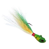 Umpan Pancing Bucktail Jig, Jig Rambut Putih dengan Mata Ikan 3D, Kail Tajam untuk Memancing Ikan Striper dan Flounder di Air Asin