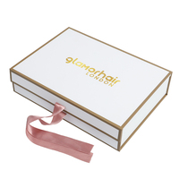 Caja de embalaje WALKIN moderna de lujo con laminación mate, revestimiento UV, grabado en relieve y forro satinado para extensiones de cabello y marcos de fotos