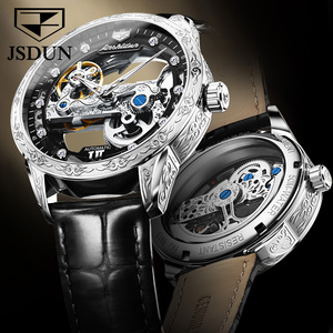 JSDUN 8917 OEM <span class=keywords><strong>Orologio</strong></span> da Polso Meccanico da Uomo di Lusso in Acciaio Inossidabile, Classico, Impermeabile, Luminoso, <span class=keywords><strong>Automatico</strong></span> con Bilanciere a Vista - Product Image 2