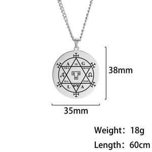 Collier amulette Myshape Hexagramme de Salomon <span class=keywords><strong>Goetia</strong></span>, pendentifs talisman, bijoux en acier inoxydable - Product Image 5