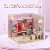 Hamaileon DIY Factory pink Wardrobe Dollhouse with Furniture 3D Wooden Dream Room Gift for Adults with Lights Handicraft and Diy