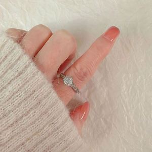 Bague de mariage ouverte ajustable en acier inoxydable avec zircon, bijoux de fiançailles pour mariée, bague en diamant Moissanite - Product Image 2