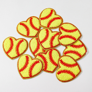 Parche de chenilla de béisbol de Rugby de baloncesto con purpurina, diseño personalizado, parches de chenilla deportivos bordados para ropa - Product Image 3