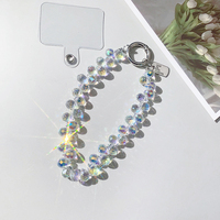 Chaîne de poignet portable en alliage de zinc avec perles de cristal scintillantes, sangle de téléphone durable, anti-perte, porte-clés de sac, pendentif pour téléphone portable