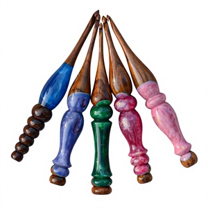 Aiguilles à crocheter en résine colorée et en bois, longueur 20 cm, épaisseur 3 mm, pour accessoires de tricot DIY - Product Image 1