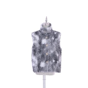 빈티지 봄 가을 다크 브라운 인조 모피 숏 베스트 - Product Image 4