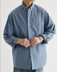 Người Đàn Ông Của 100% Cotton Mỏng Phù Hợp Với Giản Dị Rắn Màu Dài Tay Áo Sơ Mi Nhăn Chống Nhăn Nút Phía Trước Thiết Kế Máy Giặt Lạnh - Product Image 5