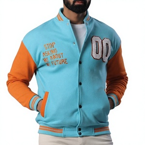 Custom Logo Heavy <b>Weight</b> Varsity Jackets Fashionable Loose Outdoor Casual Design Embroidered Letters <b>Stand</b> Baseball Jacket - Product Image 1