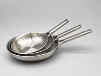 Ensemble de poêles professionnelles entièrement en acier inoxydable avec couvercles en verre, fabricant d'ustensiles de cuisine haut de gamme à triple épaisseur