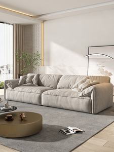 أريكة أذن الفيل من الجلد الصناعي الإيطالي والنسيج-مقطعية بكريم بسيط لغرفة المعيشة الفاخرة - Product Image 3