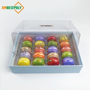 20 pcs Macaron sang trọng cứng nhắc Hộp quà tặng các tông với nắp rõ ràng tùy chỉnh in logo món tráng miệng Cookie giấy bao bì Hộp quà tặng - Product Image 2
