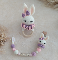 Couleur violet clair Amigurumi lapin couette pour bébé cadeaux d'anniversaire main Crochet lapin couverture mignon hochet jouets